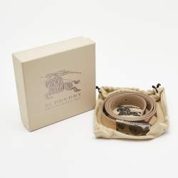 Pre Owned Burberry Beige Supernova Check Coated Canvas Heart Buckle Belt 100CM