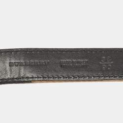 مملوكة مسبقًا Burberry Black/Beige House Check Canvas and Leather Buckle Belt 90CM