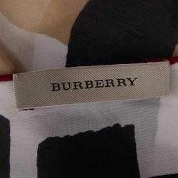 Pre Owned Burberry White/Black Check Print Silk Square Scarf