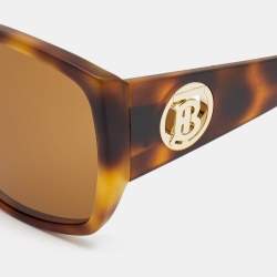 Burberry Matte Brown Tortoise TB Logo Oversized Sunglasses