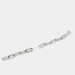 Pre Owned Burberry Palladio Glass Silver Tone Bracelet
