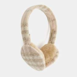 Pre Owned Burberry Pale Pink Nova Check Cashmere Ear Muffs