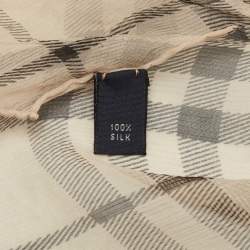 Pre Owned Burberry Beige Check Print Silk Chiffon Stole 