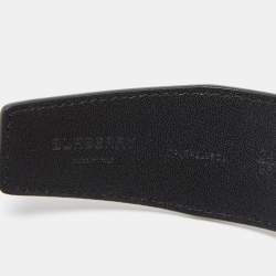 مملوكة مسبقًا Burberry Brown Bridle Monogram Coated Canvas TB Buckle Belt 85CM