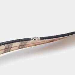 مملوكة مسبقًا Burberry Dark Brown/Beige Haymarket Check PVC and Leather Buckle Belt 100CM