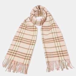 مملوكة مسبقًا Burberry Pink Nova Check Cashmere Fringed Stole