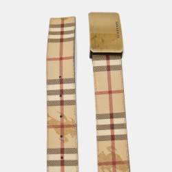 Burberry Beige Haymarket Coated Canvas Logo Plague Cut to Size Belt 100CM