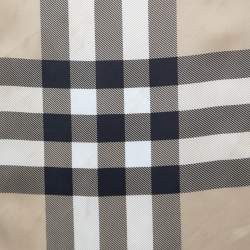 Pre Owned Burberry Beige Classic Check Printed Silk Square Scarf