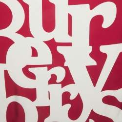 Pre Owned Burberry Red & White Logo Printed Silk Square Scarf