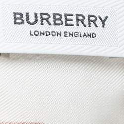 Pre Owned Burberry Red & White Logo Printed Silk Square Scarf