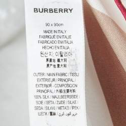 Pre Owned Burberry Red & White Logo Printed Silk Square Scarf