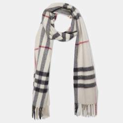 Pre Owned Burberry Beige Giant Check Cashmere Stole