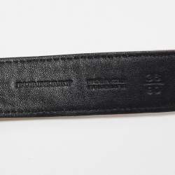 Pre Owned Burberry Beige/Black Haymarket Check Canvas and Leather Buckle Slim Belt 90 CM