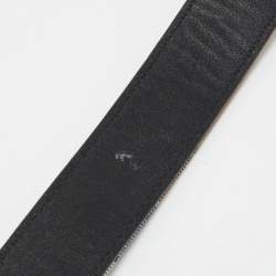 Pre Owned Burberry Beige/Black Haymarket Check Canvas and Leather Buckle Slim Belt 90 CM