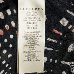 Pre Owned Burberry Beige & Black Printed Wool & Silk Shawl