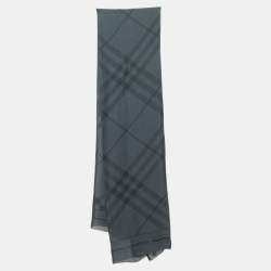 Pre Owned Burberry Grey Silk Argyle Stole