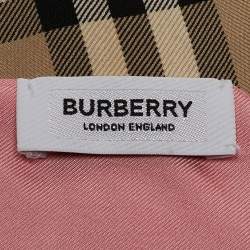 Pre Owned Burberry Beige/pink Silverware Print Silk Double Layered Scarf 