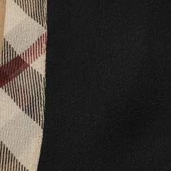 Pre Owned Burberry Black Silk Checked Hem Detailed Scarf 