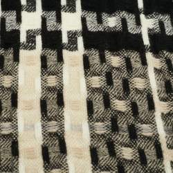 Burberry Black Nova Check Patterned Wool Fringed Scarf