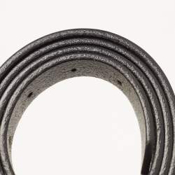 Pre Owned Burberry Black/Gold Leather Logo Plague Belt 85CM
