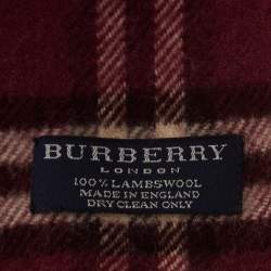 Pre Owned Burberry Purple Plaid Wool Fringed Muffler