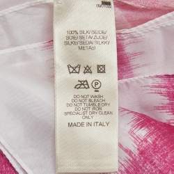 Pre Owned Burberry Vintage Pink/White Horseferry Print Silk Fringed Scarf