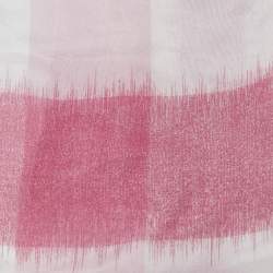 Pre Owned Burberry Vintage Pink/White Horseferry Print Silk Fringed Scarf