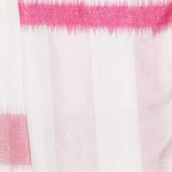 Pre Owned Burberry Vintage Pink/White Horseferry Print Silk Fringed Scarf