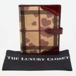 Burberry Burgundy Heart Nova Coated Canvas and Patent Leather Agenda Cover