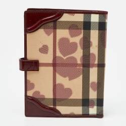 Burberry Burgundy Heart Nova Coated Canvas and Patent Leather Agenda Cover
