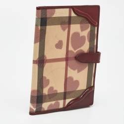 Burberry Burgundy Heart Nova Coated Canvas and Patent Leather Agenda Cover