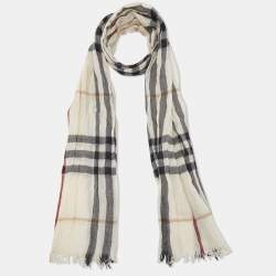 Burberry Cream/Black Checked Wool Stole