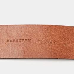 Burberry Brown Leather Round Buckle Belt Size 80 CM