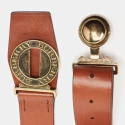 Burberry Brown Leather Round Buckle Belt Size 80 CM