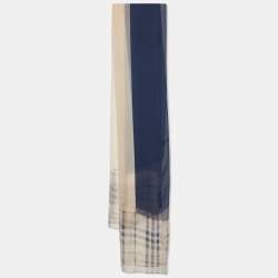 Pre Owned  Burberry Beige Check Print Silk Chiffon Stole 