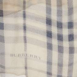 Pre Owned  Burberry Beige Check Print Silk Chiffon Stole 