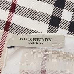 Pre Owned Burberry Beige Checked Silk Square Scarf