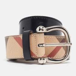 مملوكة مسبقًا Burberry Beige/Black House Check PVC and Leather Buckle Belt 100CM