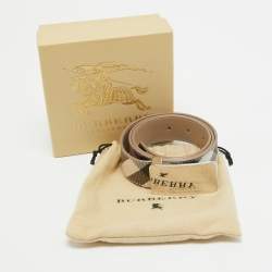 Pre Owned Burberry Beige Nova Check PVC and Leather Logo Plague Belt 100CM