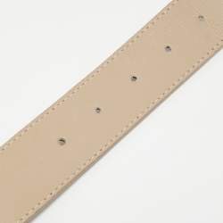 Pre Owned Burberry Beige Nova Check PVC and Leather Logo Plague Belt 100CM