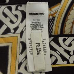 Burberry Black Deer Print Silk Square Scarf