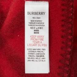 Pre Owned Burberry Red Tri Bar Check Wool Scarf 