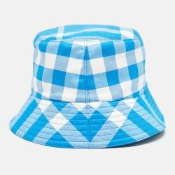 Pre Owned Burberry Cotton Checked Bucket Hat M