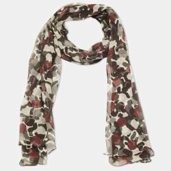 Pre Owned Burberry Multicolor Printed Silk Scarf