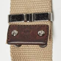 مملوكة مسبقًا Burberry Beige Canvas Eyelet Adjustable Waist Belt 90CM