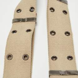 مملوكة مسبقًا Burberry Beige Canvas Eyelet Adjustable Waist Belt 90CM