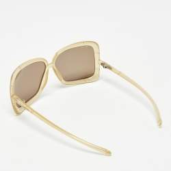 Pre Owned Burberry Cream Acetate B 4001 Square Sunglasses