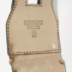 Pre Owned Burberry Metallic Woven Leather Double Buckle Waist Belt 80 CM