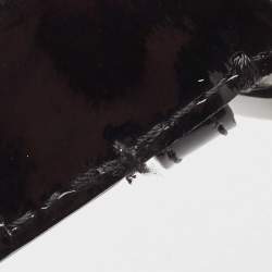 Pre Owned Burberry Black Smoked Check Fabric and Patent Leather Buckle Belt 90CM