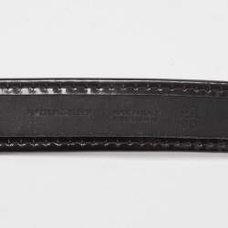 Pre Owned Burberry Black Smoked Check Fabric and Patent Leather Buckle Belt 90CM